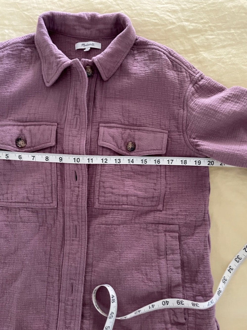 Madewell Shirt Jacket Faded Fig waffle cotton XS lightweight purple blazer - Picture 7 of 9